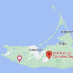 Map of Nantucket highlighting Ack Natural Pot shop